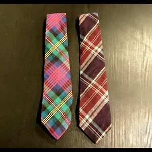 Vintage Pair of Rooster Cotton Plaid Ties
